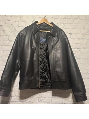 Men's Black Leather Jacket by Pop's Leather - Removable Liner & Gun Pockets